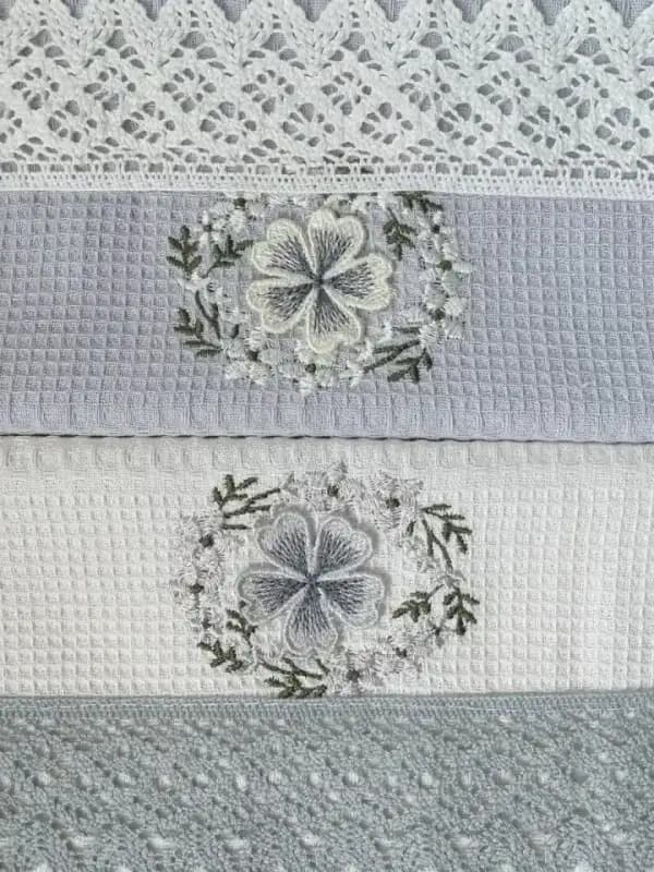 Embroidered Waffle Kitchen Towels, 40×60, 4 pcs