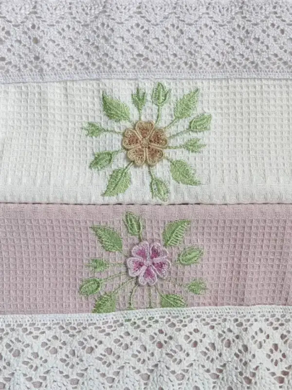 Embroidered Waffle Kitchen Towels, 40×60, 4 pcs