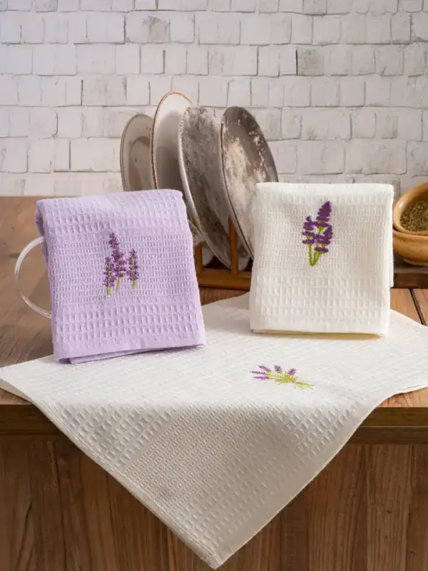 Embroidered Waffle Kitchen Towels