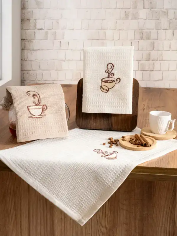 Embroidered Waffle Kitchen Towels